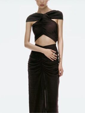 H&M Black Ruched Cutout Maxi Dress